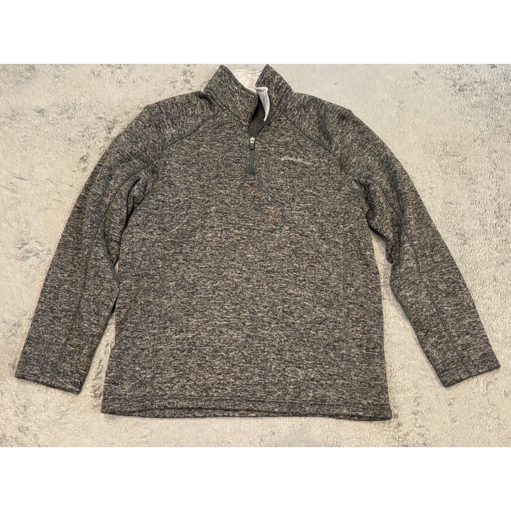 Eddie Bauer Mens Gray Radiator Fleece 1/4 Zip Pocket Pullover Medium